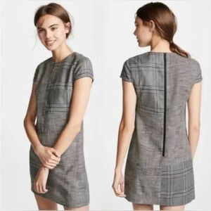 Alice & Olivia Grey Colley Mixed Plaid Sparkle Cap Sleeve Mini Dress Size 6